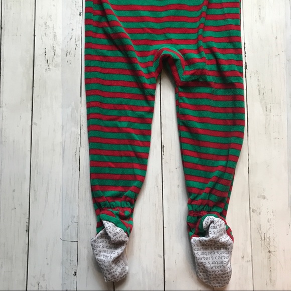 Carter’s Fleece Striped Holiday Footed Pajama, 3T - Picture 4 of 6